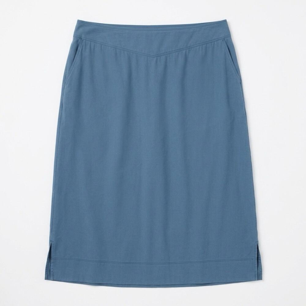 Simply Styled Women XL Linen Rayon Midi Blue Skirt Pocket Church Work Beach New
